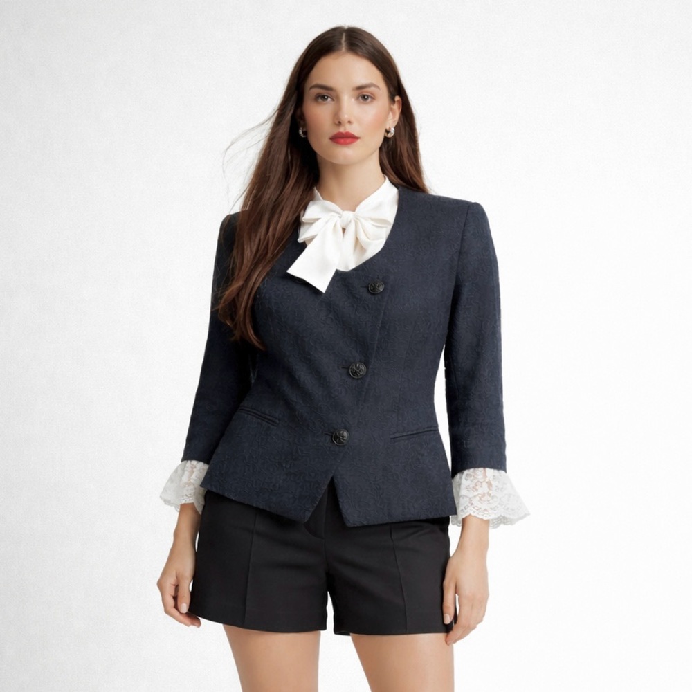 Vintage Christian Dior Blazer 3/4 Sleeve Asymmetrical Jacket - Picture 1 of 12